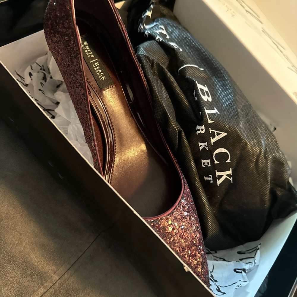 White House black market glitter high heels shoes sz 7.5 - Picture 8 of 8